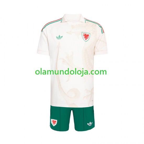 Camisola País de Gales Criança Equipamento Segundo Copa do Mundo 2026 Manga Curta